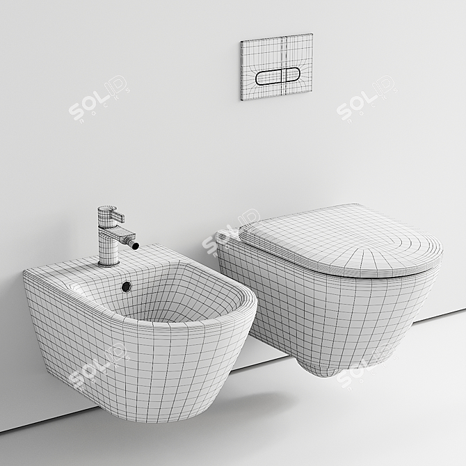 Duravit D-Neo: Stylish Wall-Hung WC & Bidet 3D model image 5