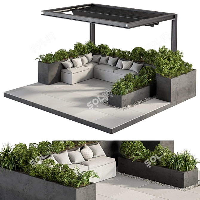 Roof Garden Pergola Set 3D model image 1