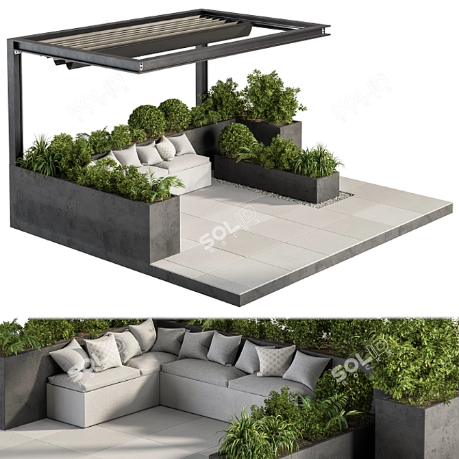 Roof Garden Pergola Set 3D model image 2