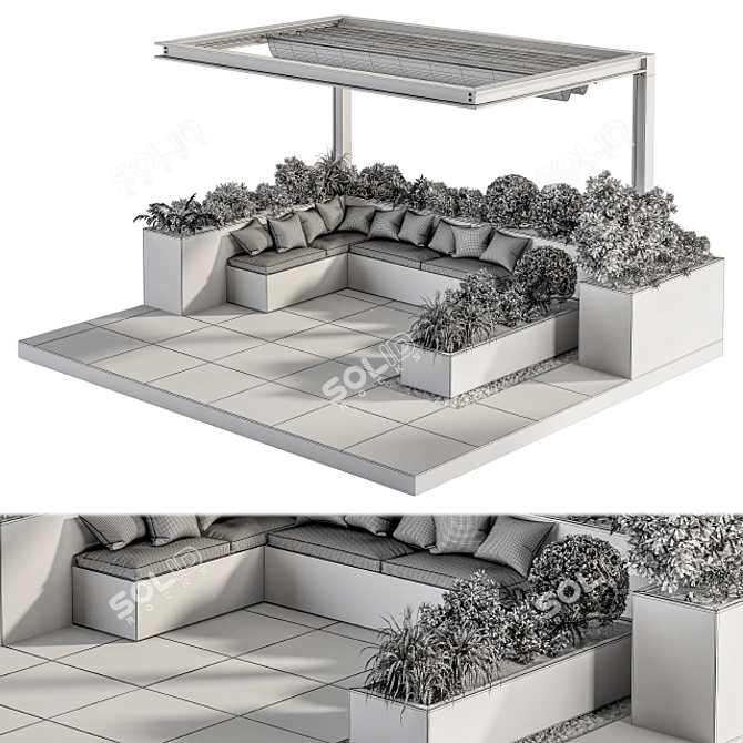 Roof Garden Pergola Set 3D model image 5