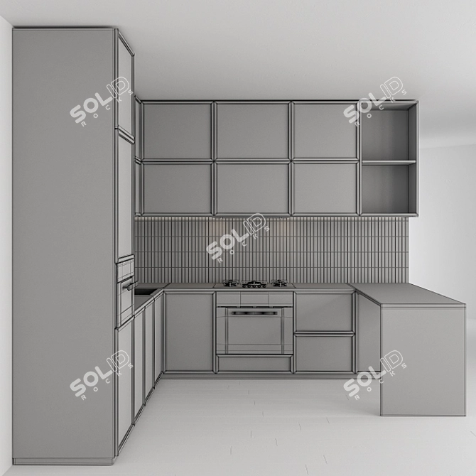 Sleek and Chic: Black White Wood 3D model image 5