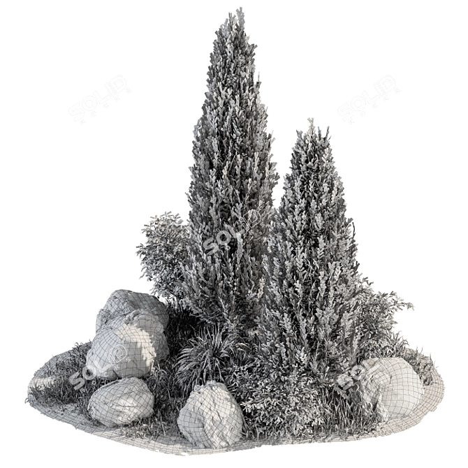 Nature's Oasis: Tree and Bush Garden Set 3D model image 6