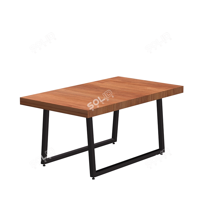 Modern Style Wooden Top Metal Leg Dinner Table 3D model image 1