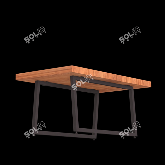 Modern Style Wooden Top Metal Leg Dinner Table 3D model image 2