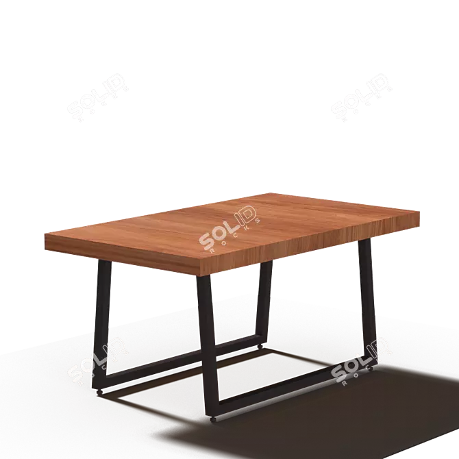Modern Style Wooden Top Metal Leg Dinner Table 3D model image 3