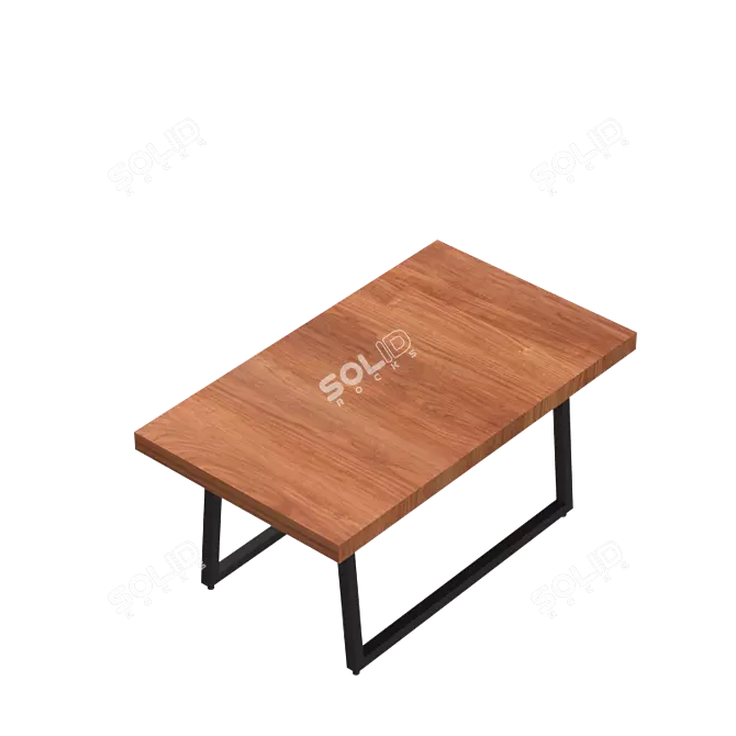 Modern Style Wooden Top Metal Leg Dinner Table 3D model image 4