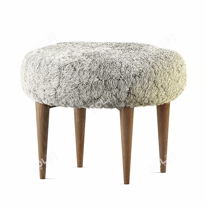 Pine Fur Stool: Rustic Charm and Cozy Comfort 3D model image 1