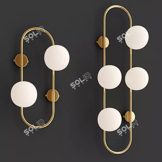 Modern Metal Wall Hoop Lamp 3D model image 1