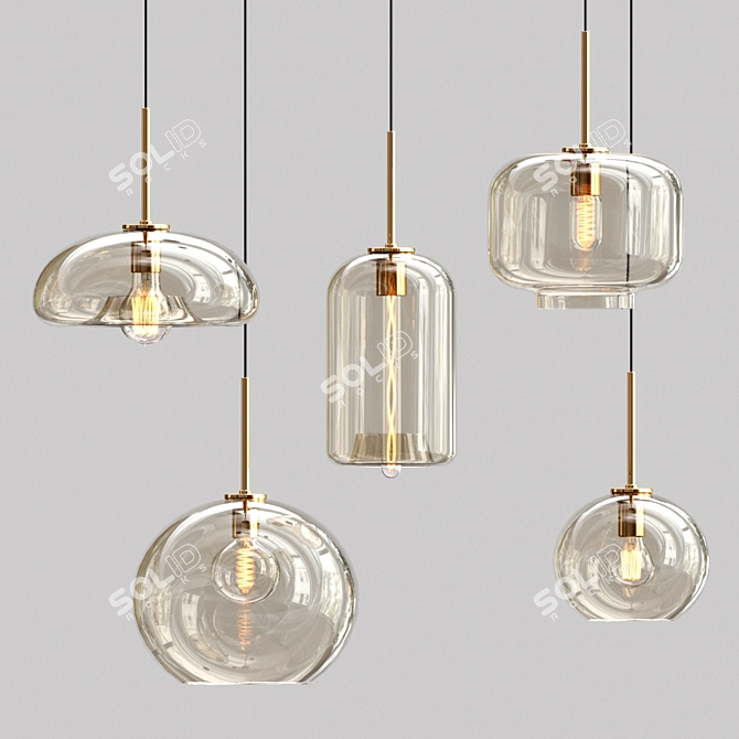 Elegant Genea Pendants: Illuminate with Style 3D model image 1