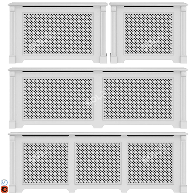 Elegant Radiator Screen Set 3D model image 1