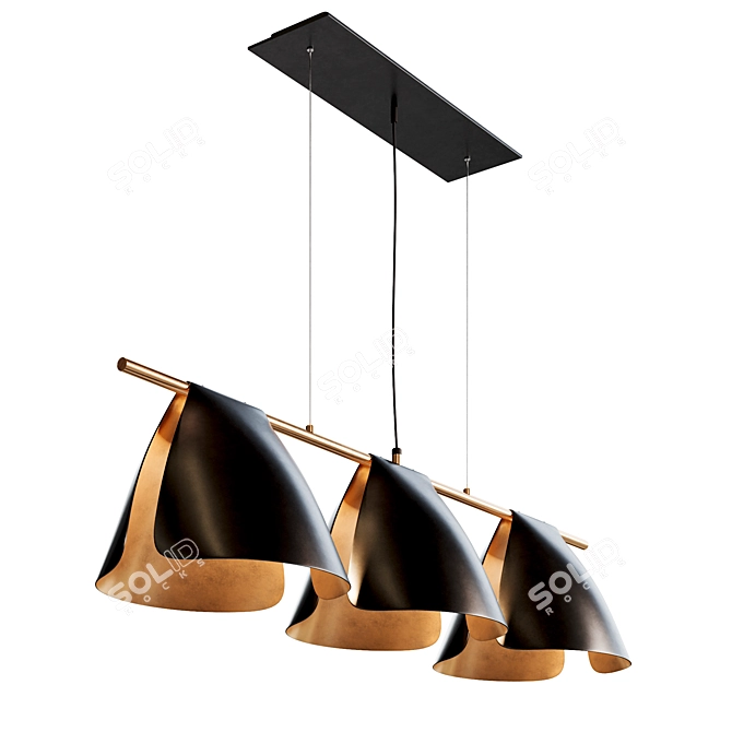 Arnau Bent Metal Chandelier | Elegant Linear Lighting 3D model image 2