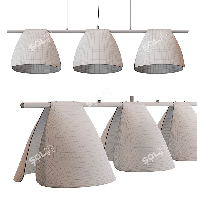 Arnau Bent Metal Chandelier | Elegant Linear Lighting 3D model image 4