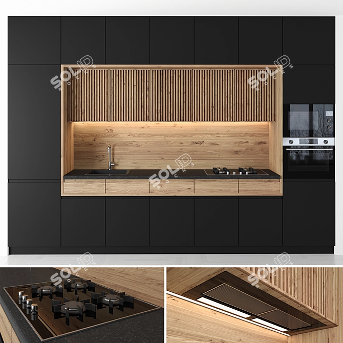 Modern Modular Kitchen: High-Quality Renders 3D model image 1