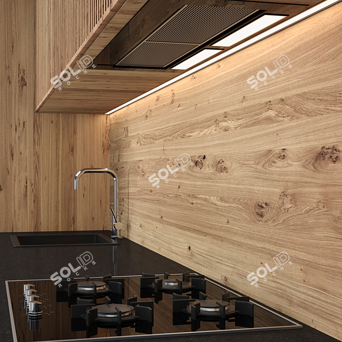 Modern Modular Kitchen: High-Quality Renders 3D model image 2