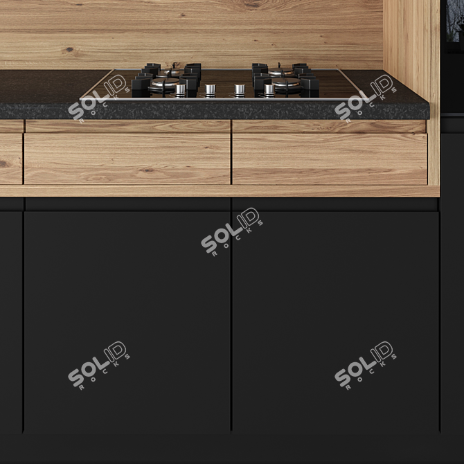 Modern Modular Kitchen: High-Quality Renders 3D model image 3