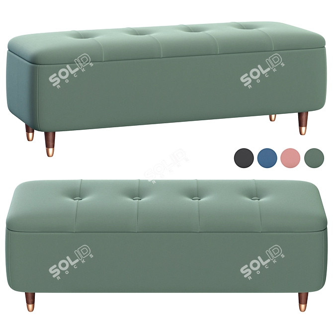 Elegant Margot Ottoman Bench 3D model image 6