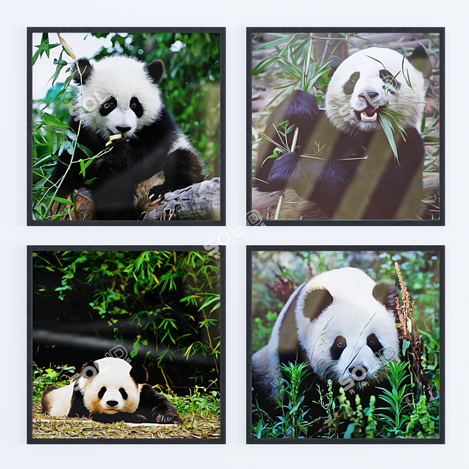 Panda Photo Frame Set | Modern Design 3D model image 2