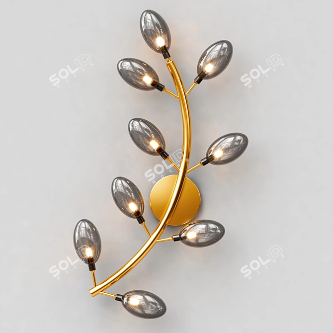 Elegant Brass and Glass Wall Lamp 3D model image 2