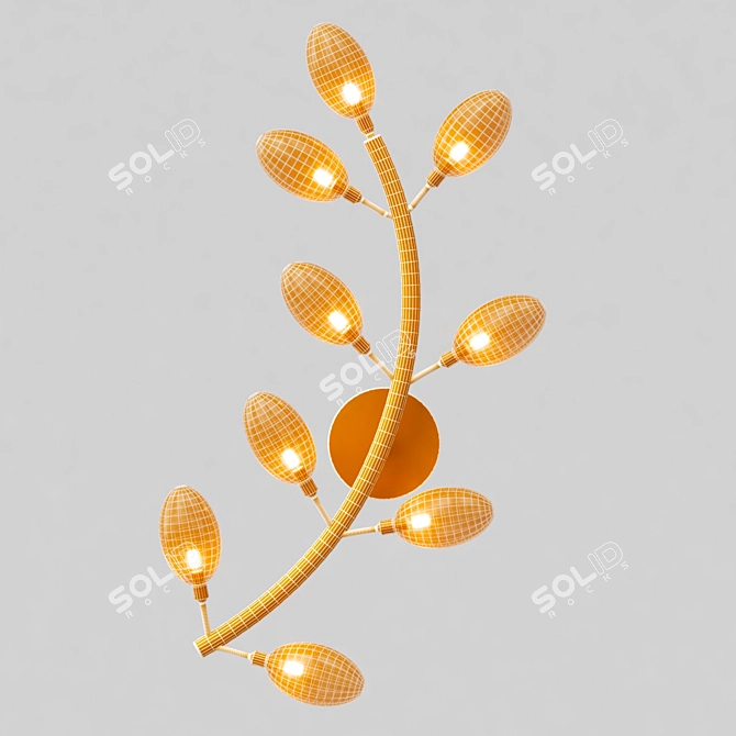 Elegant Brass and Glass Wall Lamp 3D model image 3