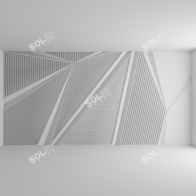 Large Angled 3D Gypsum Panels 3D model image 3