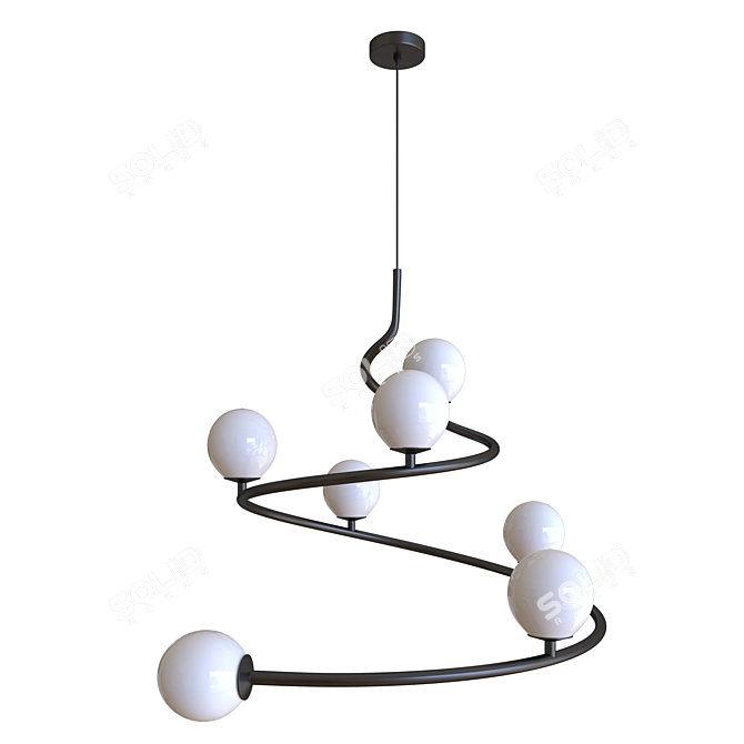 Sleek Metal Curl Sculpture 3D model image 1