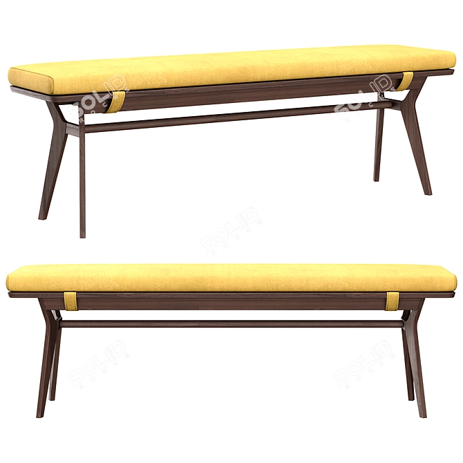 Retro Oak Bench by Jenson 3D model image 3