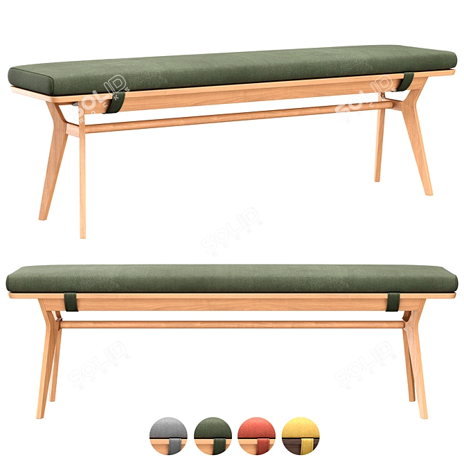 Retro Oak Bench by Jenson 3D model image 6