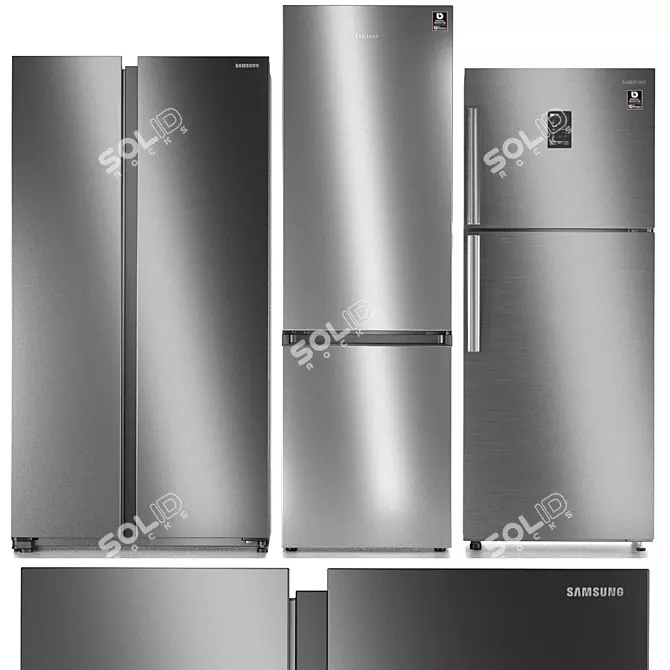 Samsung Refrigerator Set 6: SpaceMax Side-by-Side, RB36T604FSA, RT35K5440S8 3D model image 1