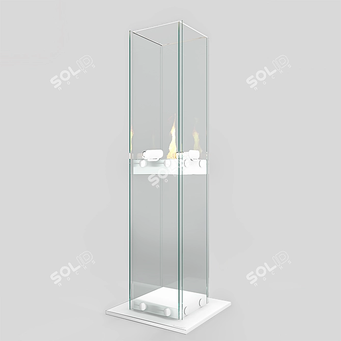 BioKamino Manhattan - Stylish Black Metal & Glass Fire Pit 3D model image 3