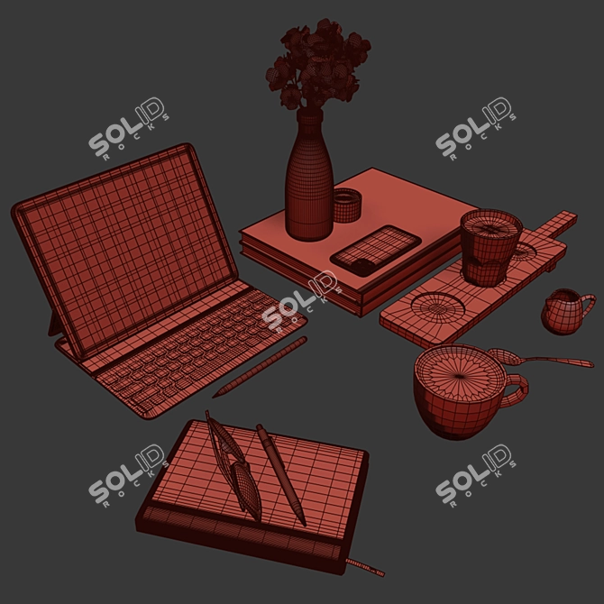 Cafe Table Décor Set 3D model image 6