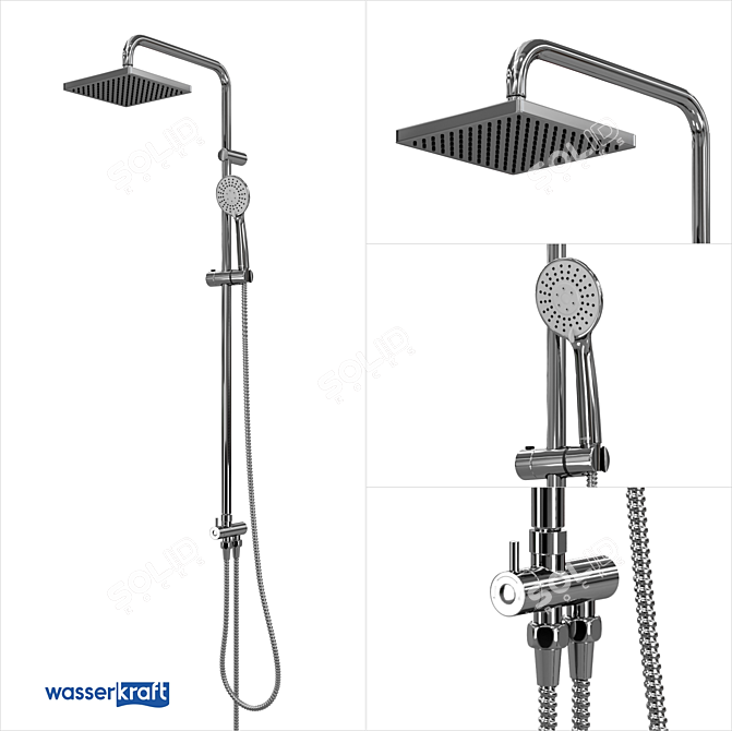 Luxury Brass and ABS Shower Set 3D model image 1