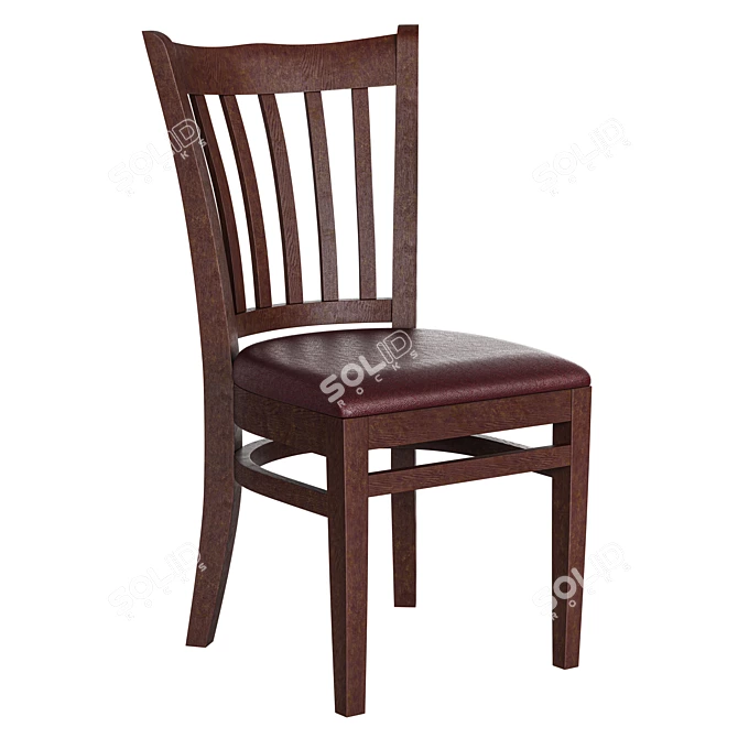 Mahogany Wood Restaurant Chair: Elegant Vertical Slat Back 3D model image 1