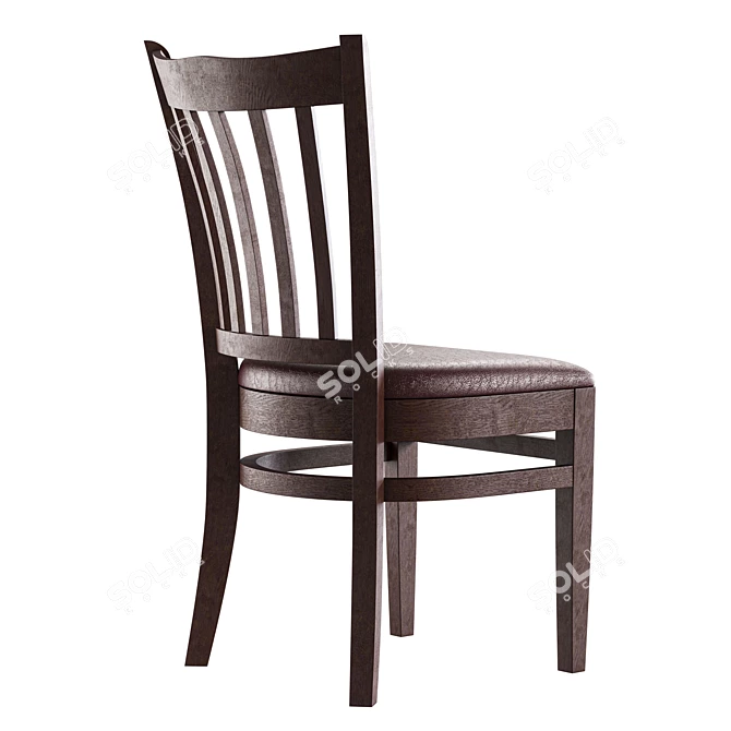 Mahogany Wood Restaurant Chair: Elegant Vertical Slat Back 3D model image 2