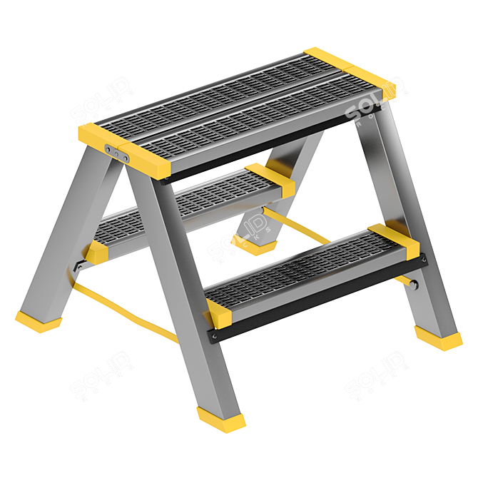 Double-Sided Steel 2-Step Stepladder 3D model image 1