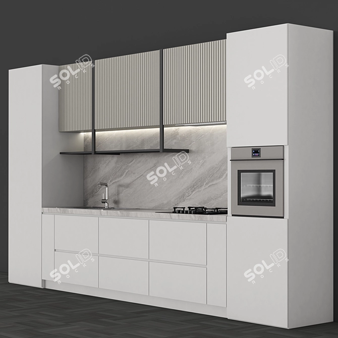 Luxury Kitchen Set: Gas Hob, Sink, Oven & Cooker Hood 3D model image 2