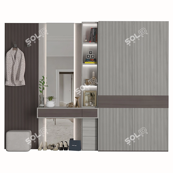 Modern Hallway Storage Set 3D model image 1