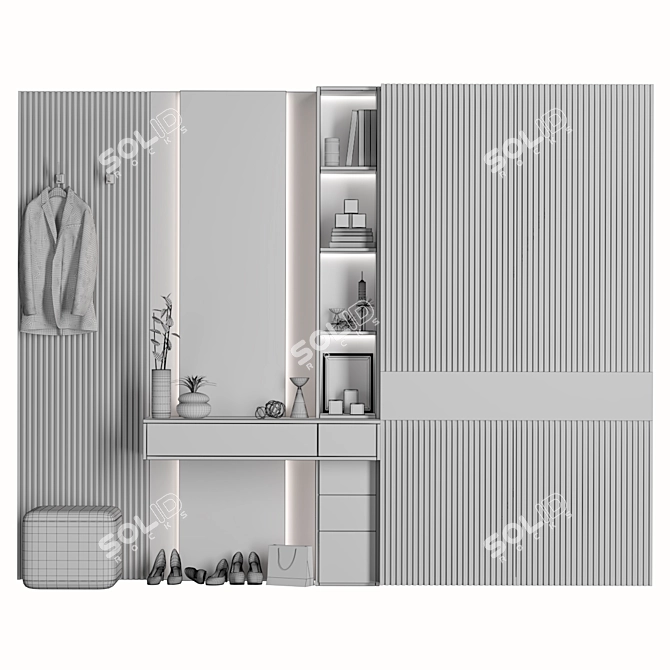 Modern Hallway Storage Set 3D model image 4