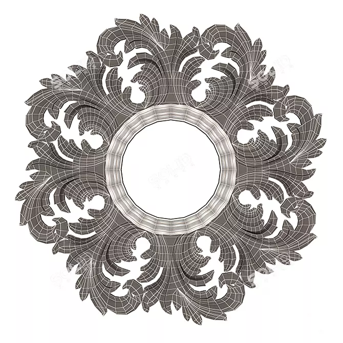 Elegant Round Mirror 3D model image 5