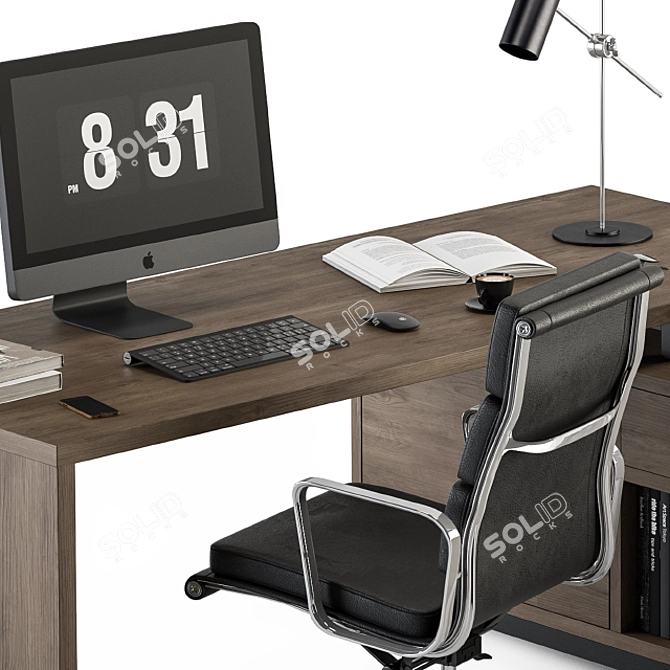 Sleek L-Type Manager Desk 3D model image 2