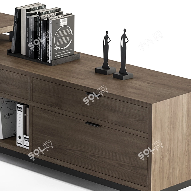 Sleek L-Type Manager Desk 3D model image 3