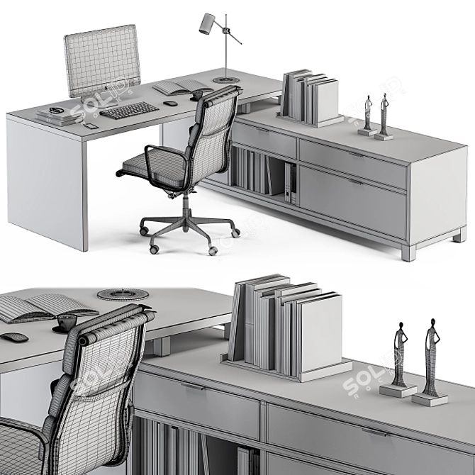 Sleek L-Type Manager Desk 3D model image 5