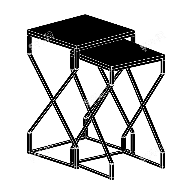 Stunning Gold Laser Cut Nesting Tables 3D model image 3