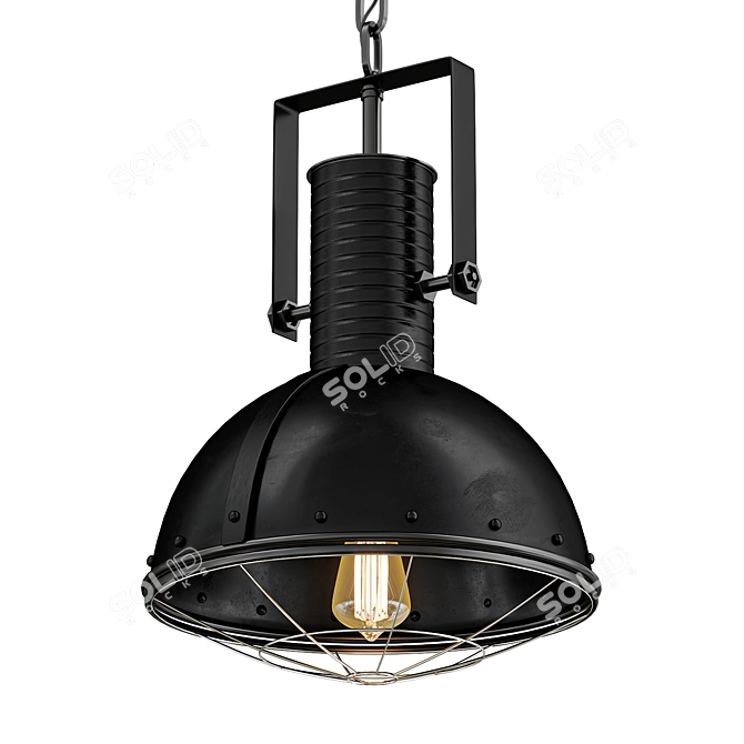 Industrial Riveted Cage Pendant 3D model image 1