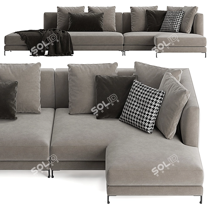 Minotti Allen Corner Sofa: Stylish and Comfortable 3D model image 5