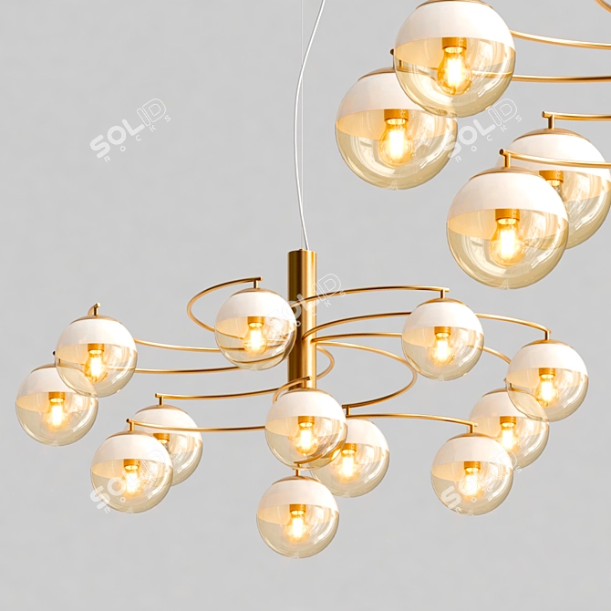 Elegant Freya Pendant Lamp with Amber Glass Shade 3D model image 2