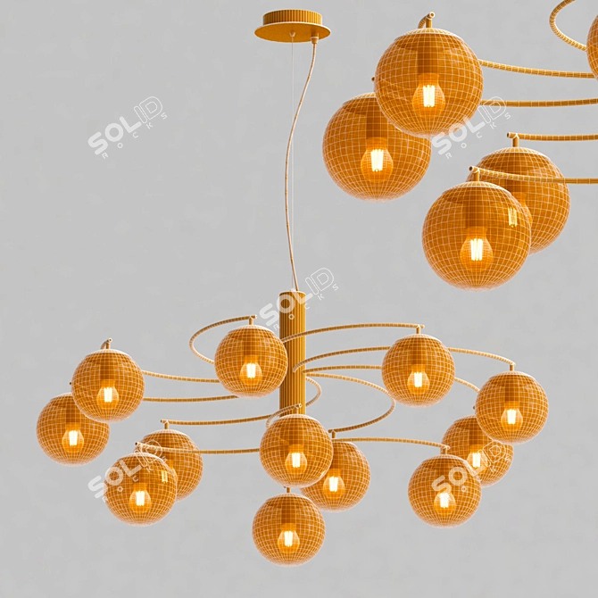 Elegant Freya Pendant Lamp with Amber Glass Shade 3D model image 3