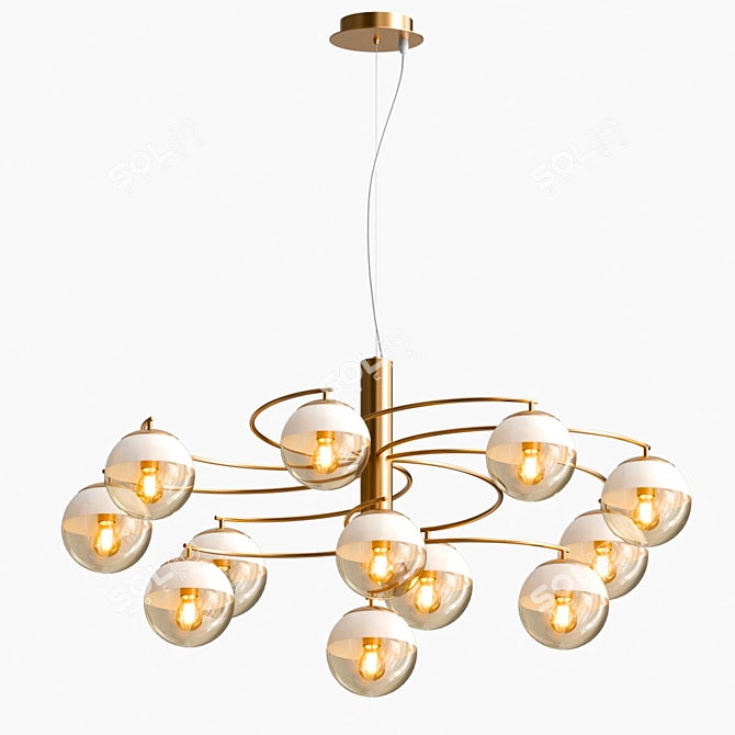 Elegant Freya Pendant Lamp with Amber Glass Shade 3D model image 4