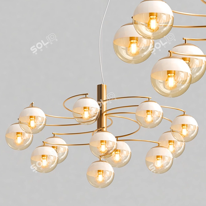 Elegant Freya Pendant Lamp with Amber Glass Shade 3D model image 5