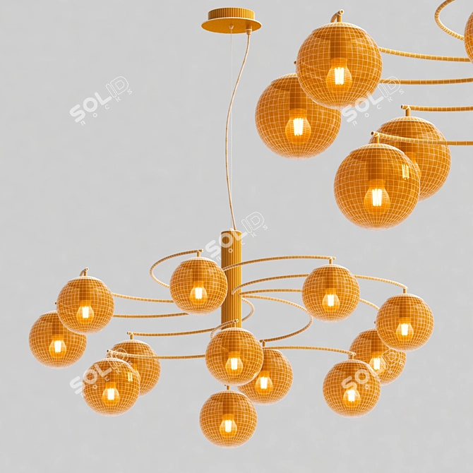 Elegant Freya Pendant Lamp with Amber Glass Shade 3D model image 8