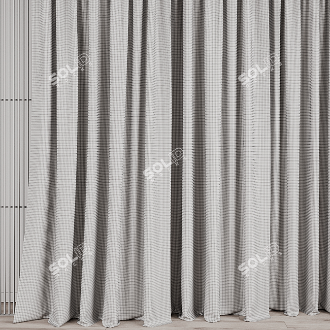 3-Piece Curtain Set with Track Partition 3D model image 4